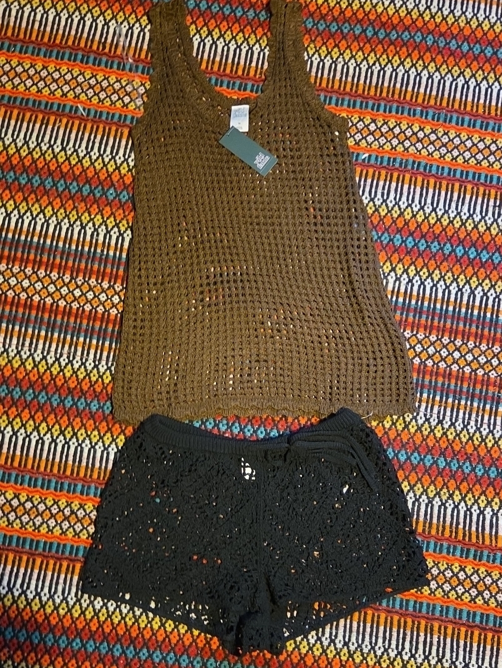 Set wild fable Black Crochet Top with Multicolor Speckle